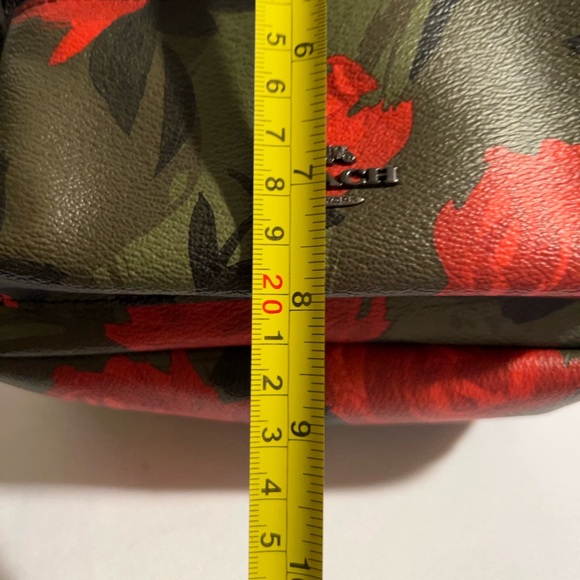 Smaller Coach Backpack in Army Green with Red Flowers - Picture 9 of 11